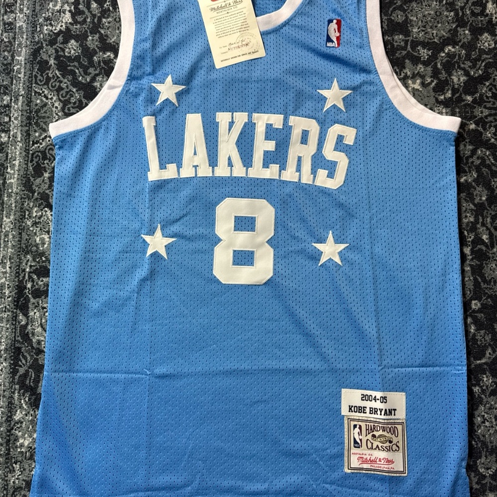Mitchell & Ness Lakers #8 Light Blue and White Jersey